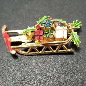 Vintage Weiss holiday sled brooch